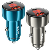 Адаптер автомобильный USB + Type-C 3.4А QC3.0 18W + PD30W + дисплей Hoco Z50