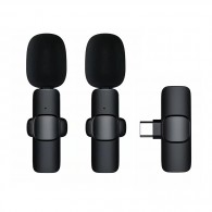 Микрофон беспроводной K9 двойной с прищепкой для телефона, Type-C, черный 209933