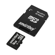 Карта памяти microSDHC SmartBuy 16Gb Class 10 UHS-l с адаптером