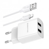 Адаптер сетевой с кабелем USB - lightning 2.1A Borofone BA53A