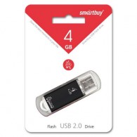 Флэш-диск SmartBuy 4GB USB 2.0 V-Cut черный