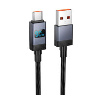 Кабель USB - Type-C Hoco X118 1м 5А 100W нейлон (отображ.мощ.заряд.)