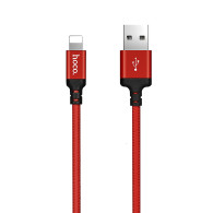 Кабель USB - lightning 1м Hoco X14 2А/10W, ткань, красно-черный Кабель USB - lightning 1м Hoco X14 2А/10W, ткань, красно-черный