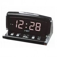 Часы настольные VST-718-6 бел.цифры, чер.корпус (будильник, 2*ААА)