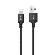Кабель USB - lightning 2м Hoco X14  2А/10W, ткань, черный