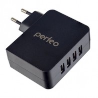 Адаптер 220V->4*USB 4.9A белый, черный Perfeo PF_A4136/PF_A4137