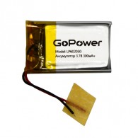 Аккумулятор GoPower li-pol 3.7V 300mAh LP602030 (60*20*3) литий-полимер PK1/10