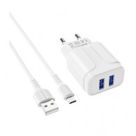 Адаптер сетевой с кабелем USB - microUSB 2.4A Borofone BA37A