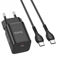 СЗУ Hoco (гнездо Type-C) + кабель Type-C-Type-C (3A) QC3.0 PD25W (N19)