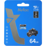 Карта памяти microSDHC Netac 64Gb P500 Class 10 UHS-1 A1, U1, V10 (100MB/s) без адаптера