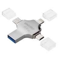 Флэш-диск SmartBuy 64GB USB 3.0 MC15 Metal Quad (Lightning+microUSB+TypeC