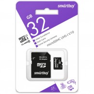 Карта памяти microSDHC SmartBuy 32Gb Cl 10 U1 V10 с адапт (ВИДЕОНАБЛЮД)