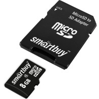 Карта памяти microSDHC SmartBuy 8Gb Class 4 с адаптером Карта памяти microSDHC SmartBuy 8Gb Class 4 с адаптером