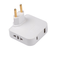 Разветвитель на 2 розетки,1*USB,1*Type-C,без заземл.,16А, белый Фаzа FAS-2AC-wh (до 2500Вт, поворот)