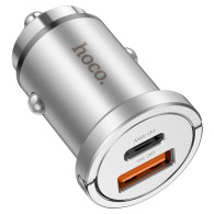 Адаптер автомобильный USB + Type-C 3А QC3.0 18W + PD45W Hoco NZ10