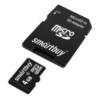 Карта памяти microSDHC SmartBuy 4Gb Class 10 с адаптером