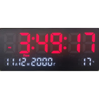 Часы настенные электронные JH3609 крас., 36*16см(дата,темп.,нед.,буд.,220V+2032)