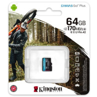 Карта памяти microSDHC Kingston 64Gb Class10 CanvasGo U3 V30 A2 без адапт