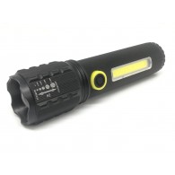 Фонарь аккум.ручной 3W+COB, Zoom (microUSB) 9см,чер, зел. пласт. упак. (BL-C61)