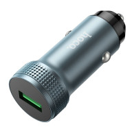 Адаптер автомобильный USB 3A QC3.0 Hoco Z49A серый металл