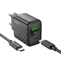 Адаптер сетевой с кабелем Type-C - Type-C PD30W + USB QC3.0 Hoco CS23A